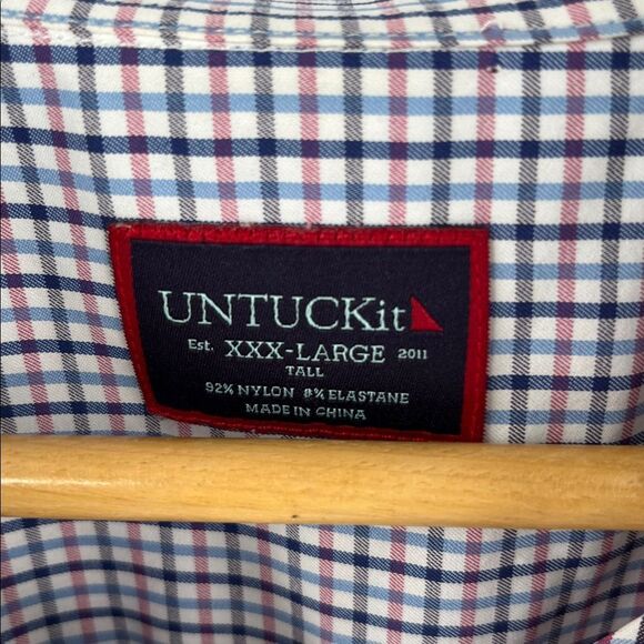 Untuckit men’s erbach-pink button up checkered nylon long sleeve shirt size XXXL - Picture 3 of 6